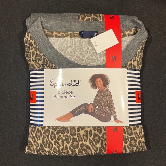(NWT) Splendid Gray Cheetah leopard Print Ladies' 2-piece Pajama Set, Medium - Picture 2 of 10